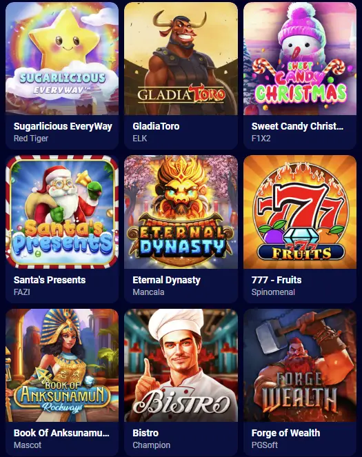 Spinay Casino'da demo modlu çeşitli slot makineleri