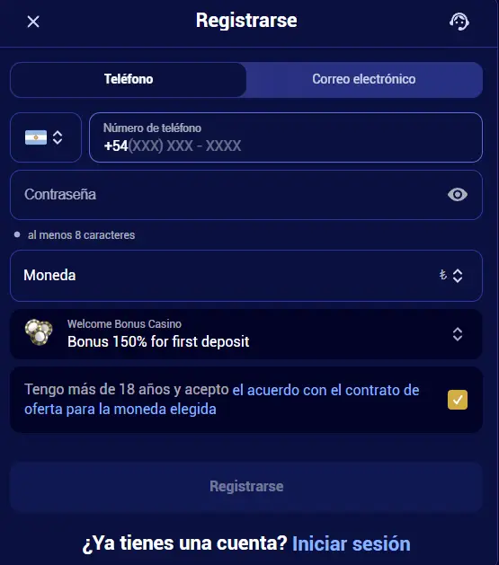 Cómo crear una cuenta en Spinay Casino